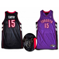 Vince Carter 2000-01 signed game worn Toronto Raptors basketball jersey